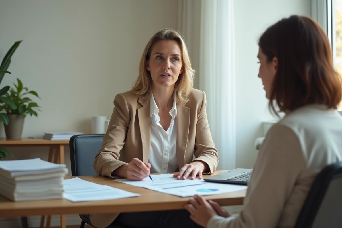 Femme en entretien de conseil pour son passage du milieu protégé au milieu ordinaire de travail