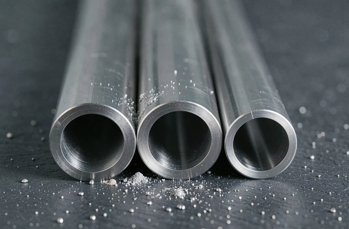 Coupe transversale de tubes inox de différentes épaisseurs et diamètres intérieurs pour plomberie