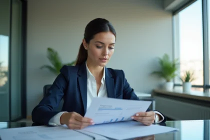 Femme d'affaires en réunion dans un bureau moderne