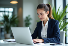 Gestionnaire CRM : Pourquoi en avoir besoin dans votre entreprise ? Femme en blazer bleu travaillant sur un CRM au bureau