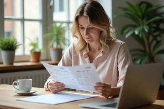 Femme étudie un calendrier scolaire 2026 à la maison