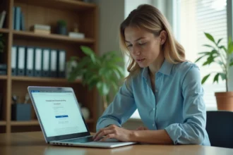Femme fonctionnaire devant un écran d'ordinateur affichant une erreur de connexion au portail ENSAP de l'Éducation Nationale