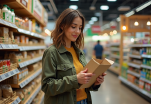 Durabilité : 3 composantes clés pour atteindre cet objectif Femme examinant emballages recyclables en supermarche
