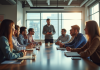 Groupe de professionnels divers autour d'une table moderne