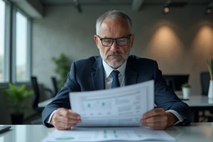 Homme d'affaires concentré dans un bureau moderne