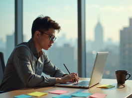 E-mails à froid : est-il trop tard pour les envoyer ? Conseils efficaces Jeune professionnel travaillant sur un ordinateur dans un bureau lumineux