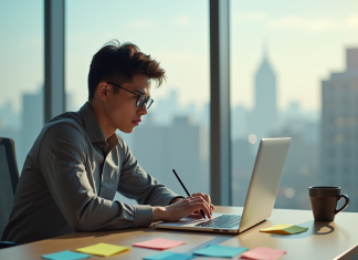 E-mails à froid : est-il trop tard pour les envoyer ? Conseils efficaces Jeune professionnel travaillant sur un ordinateur dans un bureau lumineux