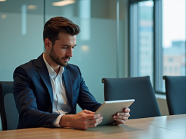 Marketing : quel est l’indicateur le plus important en 2025 ? Jeune professionnel analysant des graphiques sur une tablette